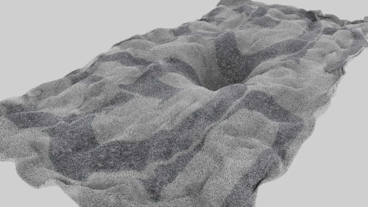 Displaced cloth hair emitter test