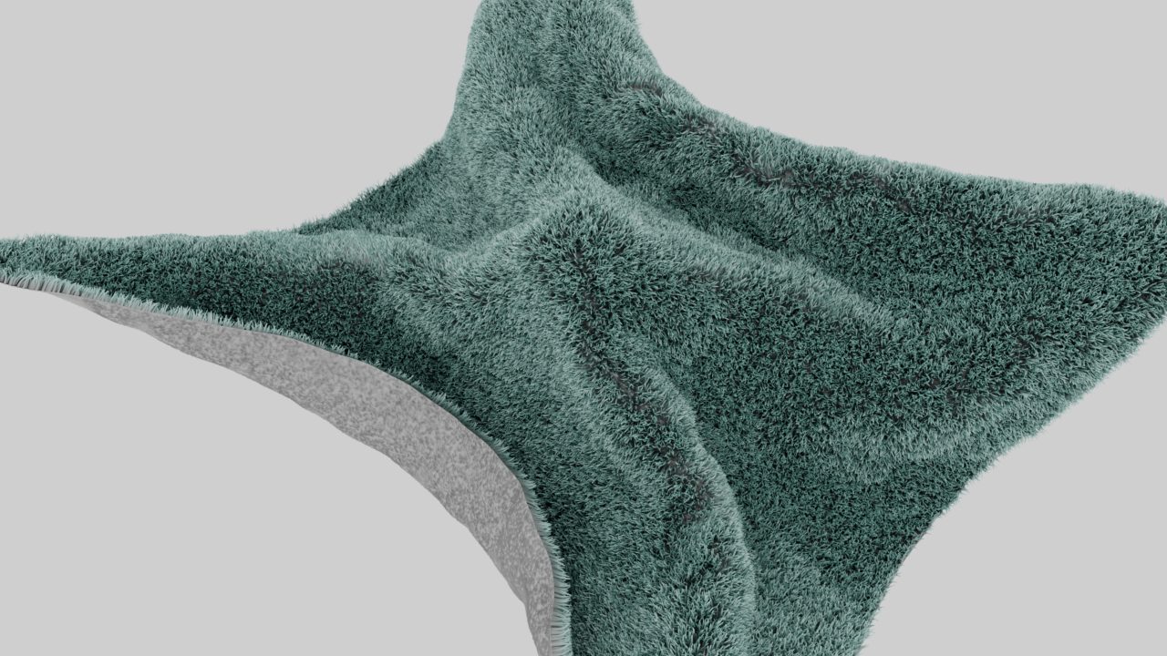 Green dynamic cloth fur closeup