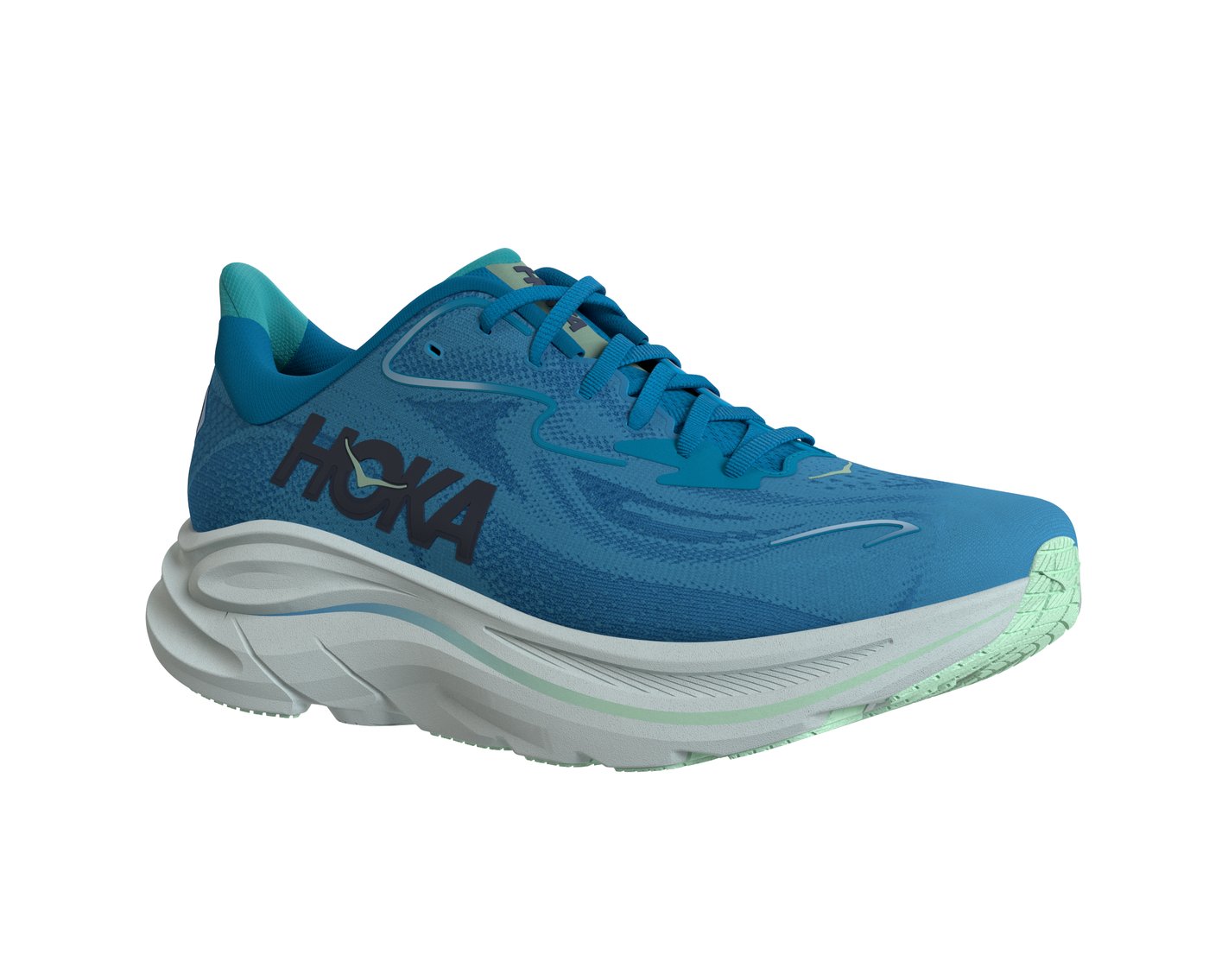 Clifton 10 HOKA Blue Skyward Blue lateral toe