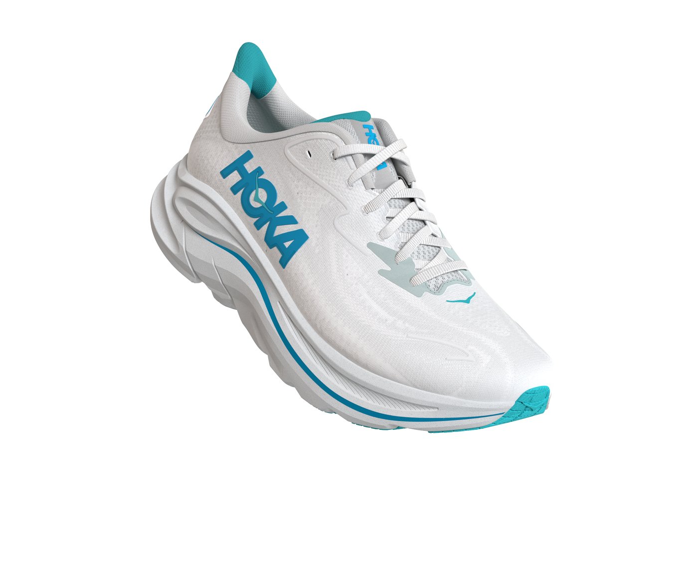 Clifton 10 White Skyward Blue lateral toe lifted