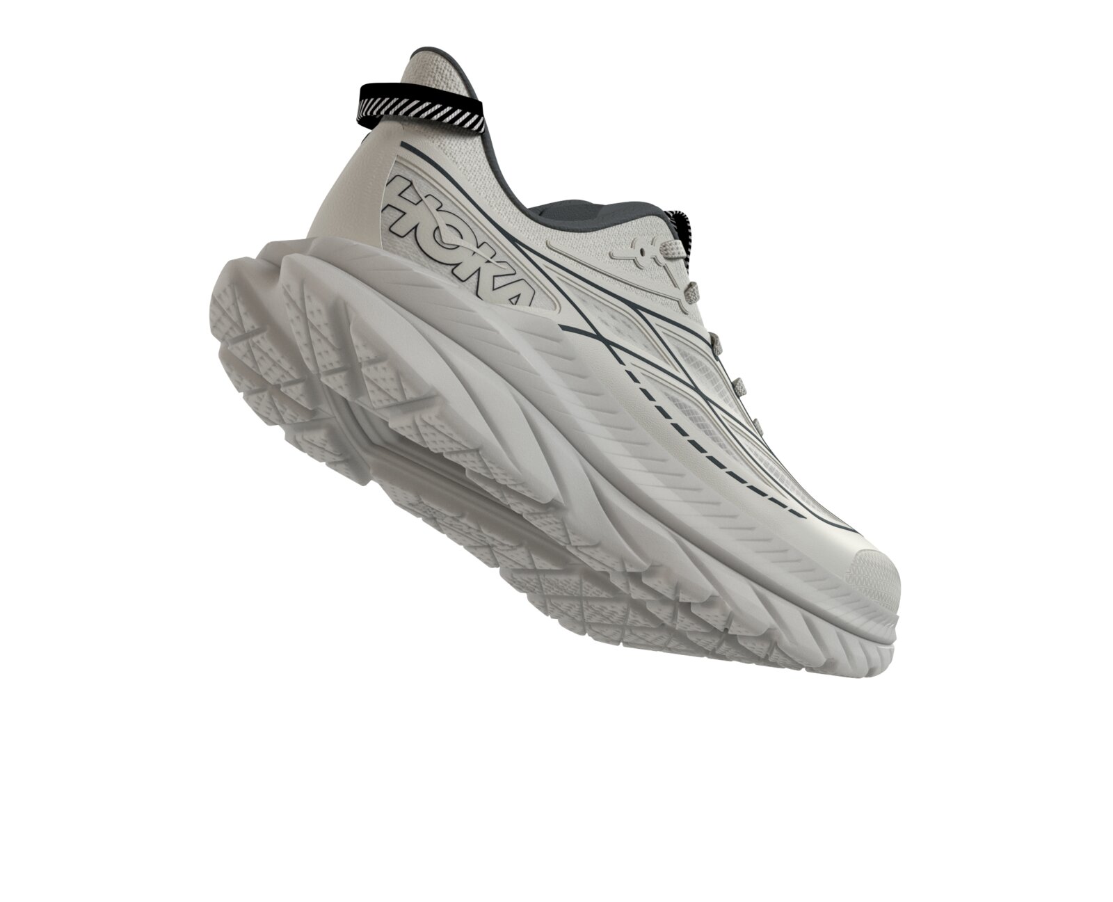 Mach Remastered Eggshell Asphalt Grey lateral heel lifted