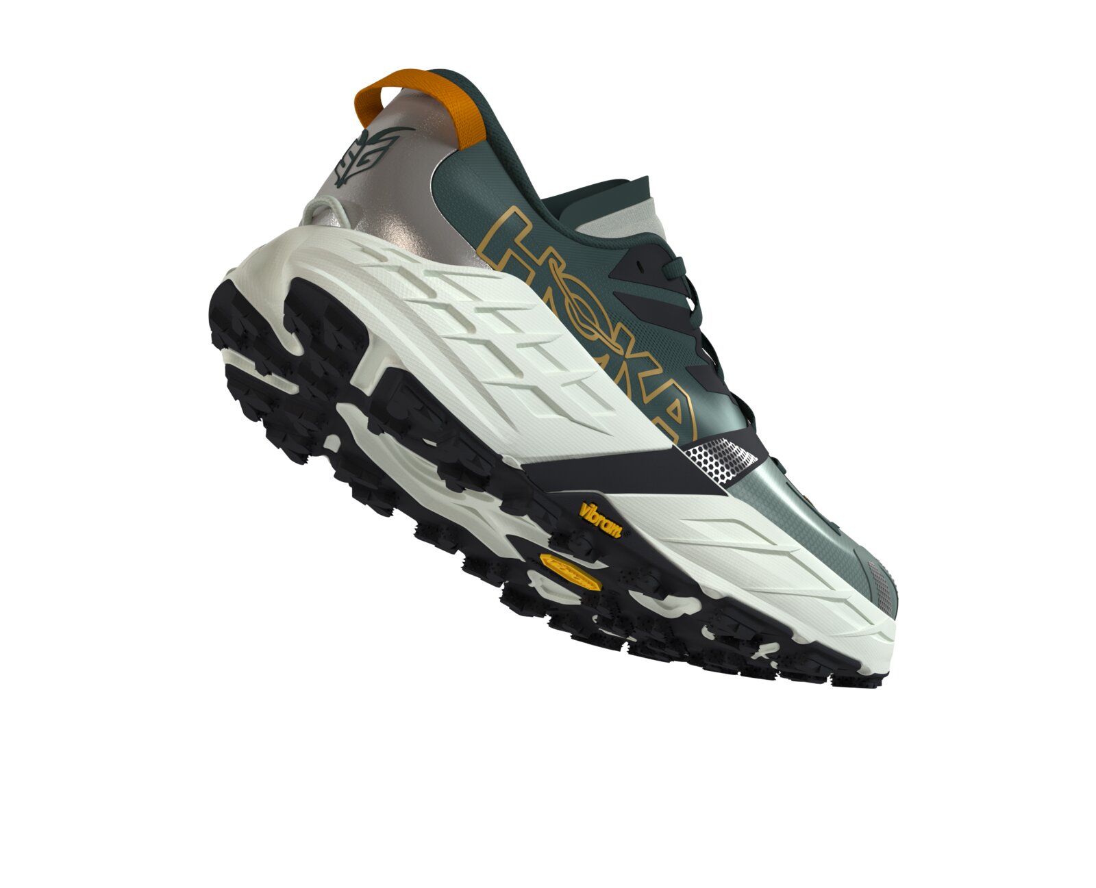 Speedgoat 7 Bay Leaf Sea Glass lateral heel lifted